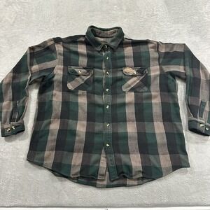 Hickory Shirt Co. Shacket Button Shirt Men 3XLT Green Plaid Western